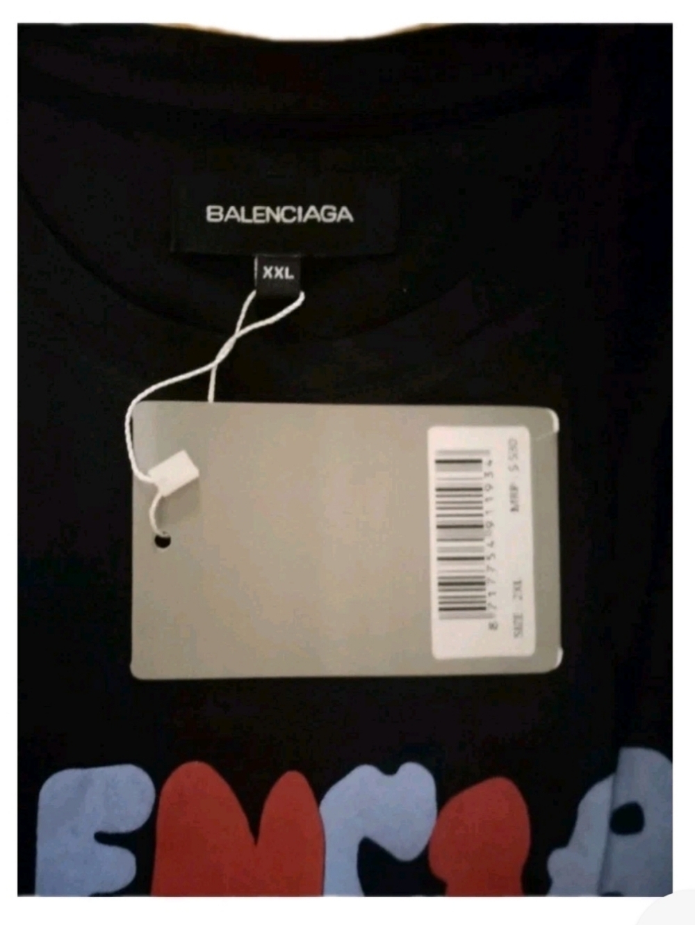 Black Graphic Tee with Red & Light Blue Logo Xxl - Picture 4 of 4